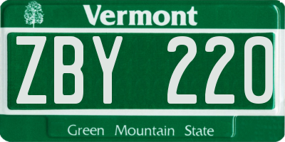 VT license plate ZBY220