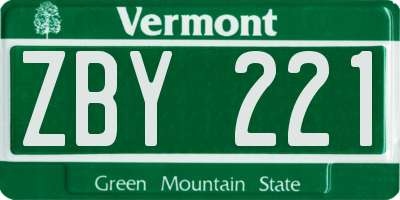 VT license plate ZBY221