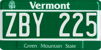 VT license plate ZBY225