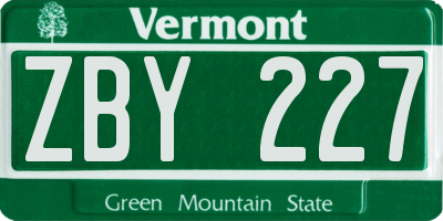 VT license plate ZBY227