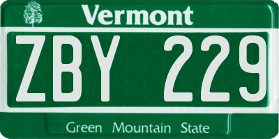 VT license plate ZBY229