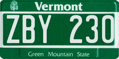 VT license plate ZBY230