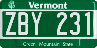 VT license plate ZBY231
