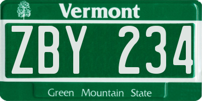 VT license plate ZBY234