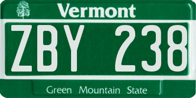 VT license plate ZBY238