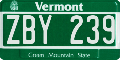 VT license plate ZBY239