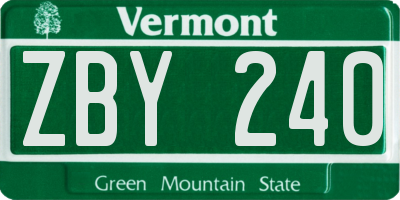 VT license plate ZBY240