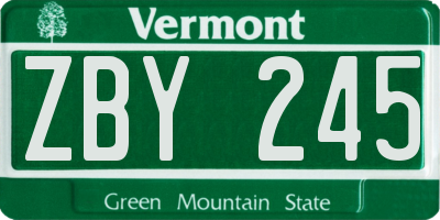 VT license plate ZBY245
