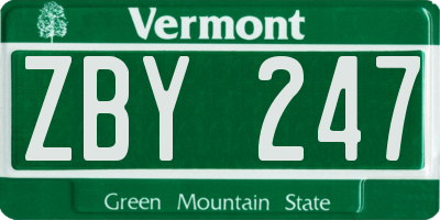 VT license plate ZBY247