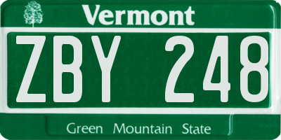 VT license plate ZBY248