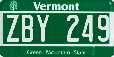 VT license plate ZBY249