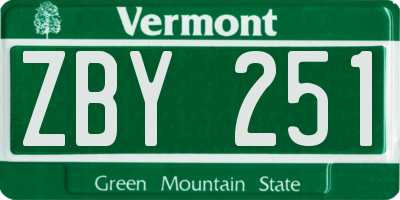 VT license plate ZBY251