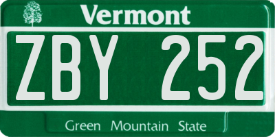 VT license plate ZBY252