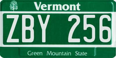 VT license plate ZBY256
