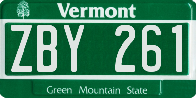 VT license plate ZBY261