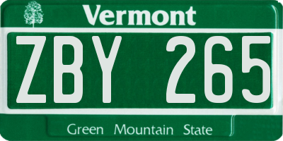 VT license plate ZBY265