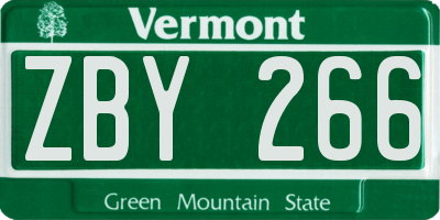VT license plate ZBY266