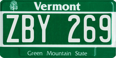 VT license plate ZBY269