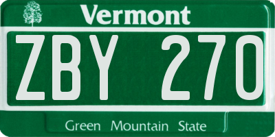 VT license plate ZBY270