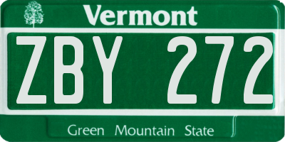 VT license plate ZBY272