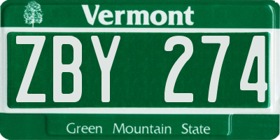 VT license plate ZBY274