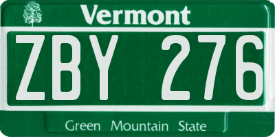VT license plate ZBY276
