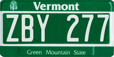 VT license plate ZBY277