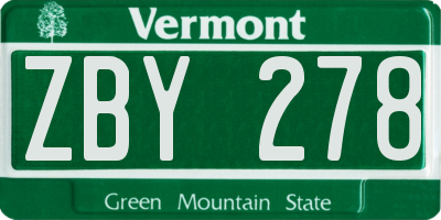VT license plate ZBY278