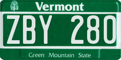 VT license plate ZBY280