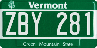 VT license plate ZBY281