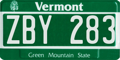 VT license plate ZBY283