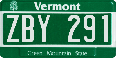 VT license plate ZBY291