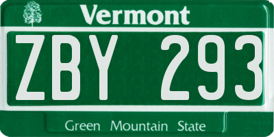 VT license plate ZBY293