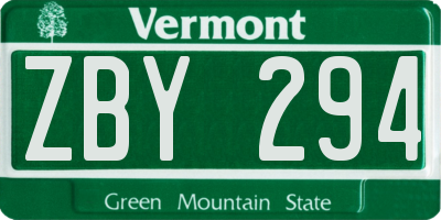 VT license plate ZBY294