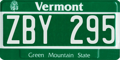 VT license plate ZBY295