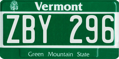 VT license plate ZBY296