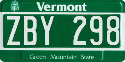 VT license plate ZBY298