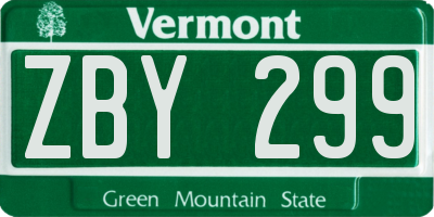 VT license plate ZBY299
