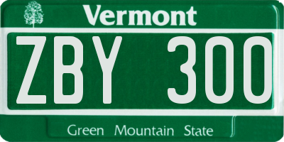 VT license plate ZBY300