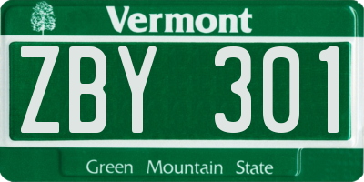 VT license plate ZBY301