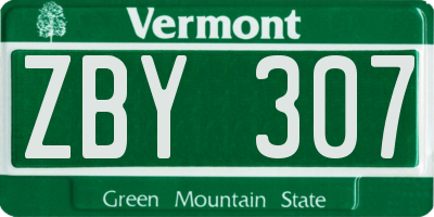 VT license plate ZBY307