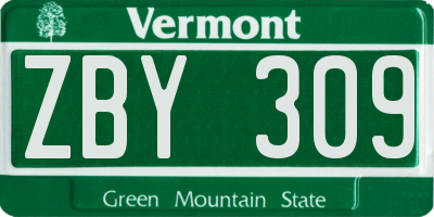 VT license plate ZBY309