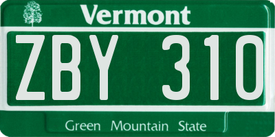 VT license plate ZBY310