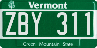 VT license plate ZBY311