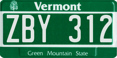 VT license plate ZBY312