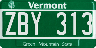 VT license plate ZBY313