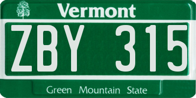 VT license plate ZBY315