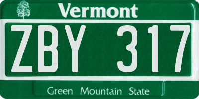VT license plate ZBY317