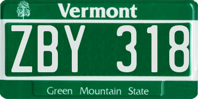 VT license plate ZBY318