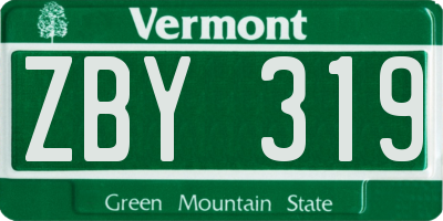 VT license plate ZBY319